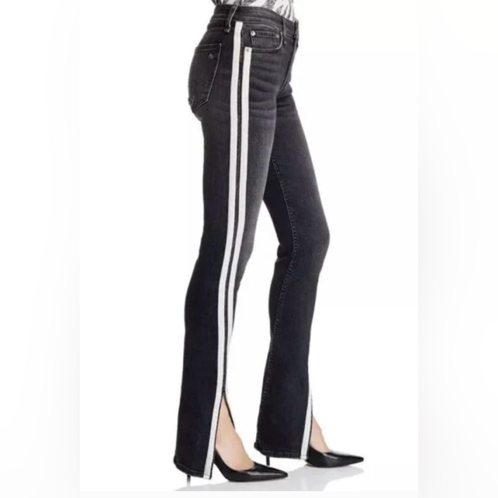 rag & bone Black Skinny Jeans with White Side Stripe